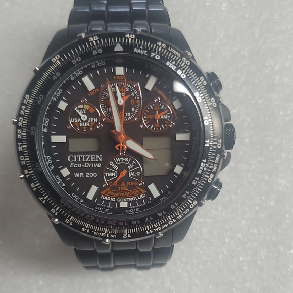 Citizen Other - Citizen Eco-Drive Black and Orange Chronograph Watch